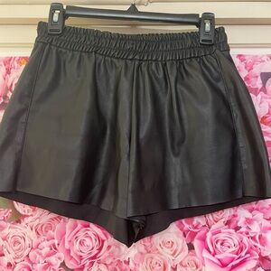 Leatherette high waist band shorts